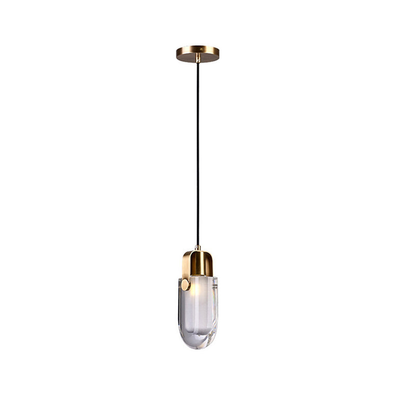 Contemporary Gold Droplet Crystal Pendant Led Ceiling Light / White