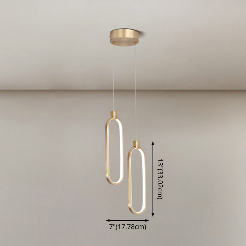 Gold LED Bedroom Pendant Light - Single Head Metal Ceiling Hanging Pendant