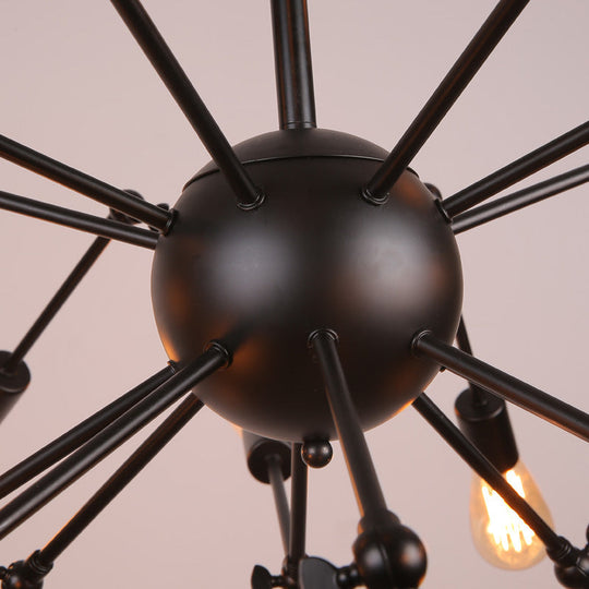 Vintage Industrial Chandelier Light - Sputnik Wrought Iron Pendant For Bar Coffee Shop