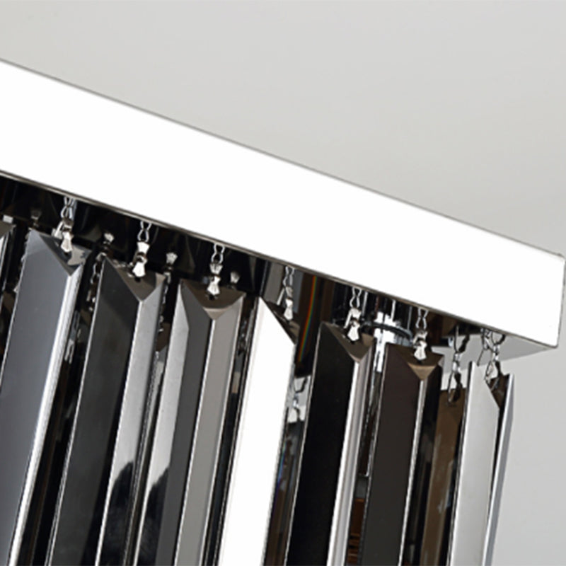 Modern Smoke Gray Crystal Rectangle Chandelier: 6/8/10 Heads Dining Room Lighting