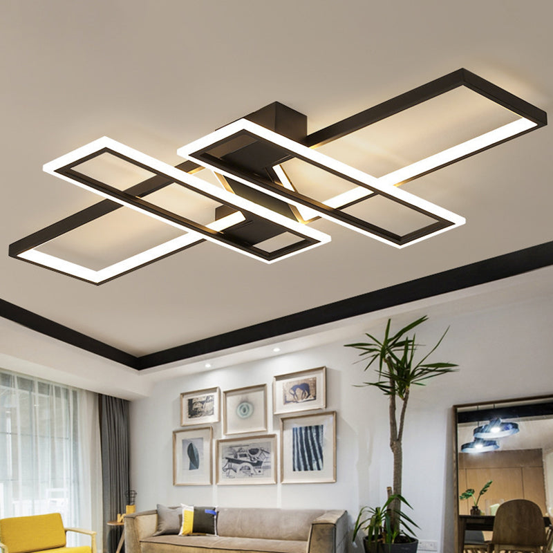 Illuminate Your Modern Living Room: LED Acrylic Frame Semi-Flush Mount Ceiling Light