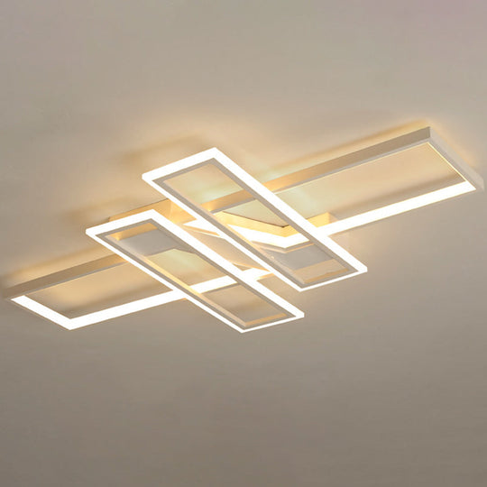 Illuminate Your Modern Living Room: Led Acrylic Frame Semi-Flush Mount Ceiling Light White / 35.5