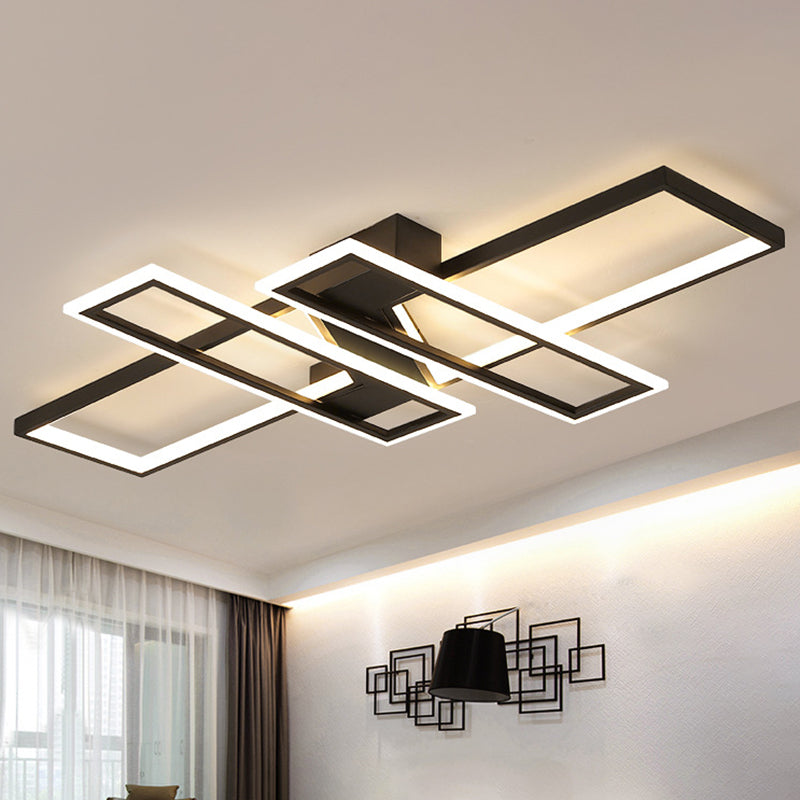 Illuminate Your Modern Living Room: Led Acrylic Frame Semi-Flush Mount Ceiling Light Black / 35.5