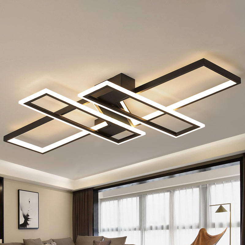 Illuminate Your Modern Living Room: Led Acrylic Frame Semi-Flush Mount Ceiling Light