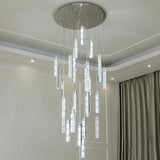 Modern Crystal Drop Pendant Light For Stairway - Multiple Rectangles