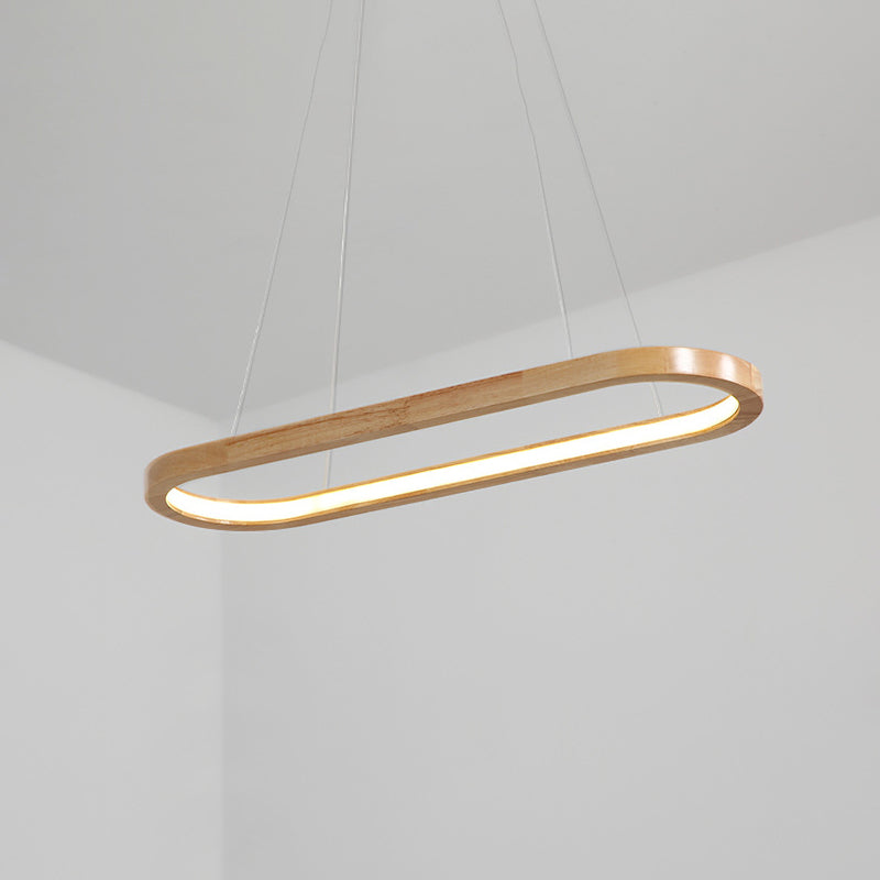 Modern Minimalist Wooden Led Strip Pendant Light For Restaurants Wood / 23.5 White
