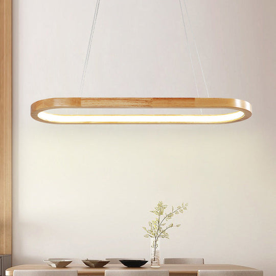 Modern Minimalist Wooden Led Strip Pendant Light For Restaurants