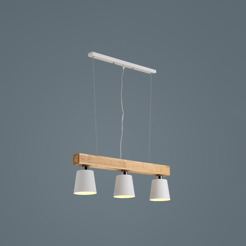 Nordic Modern Wood Island Pendant With Metal Lampshade: Stylish Hanging Lamp For Work Rooms 3 /