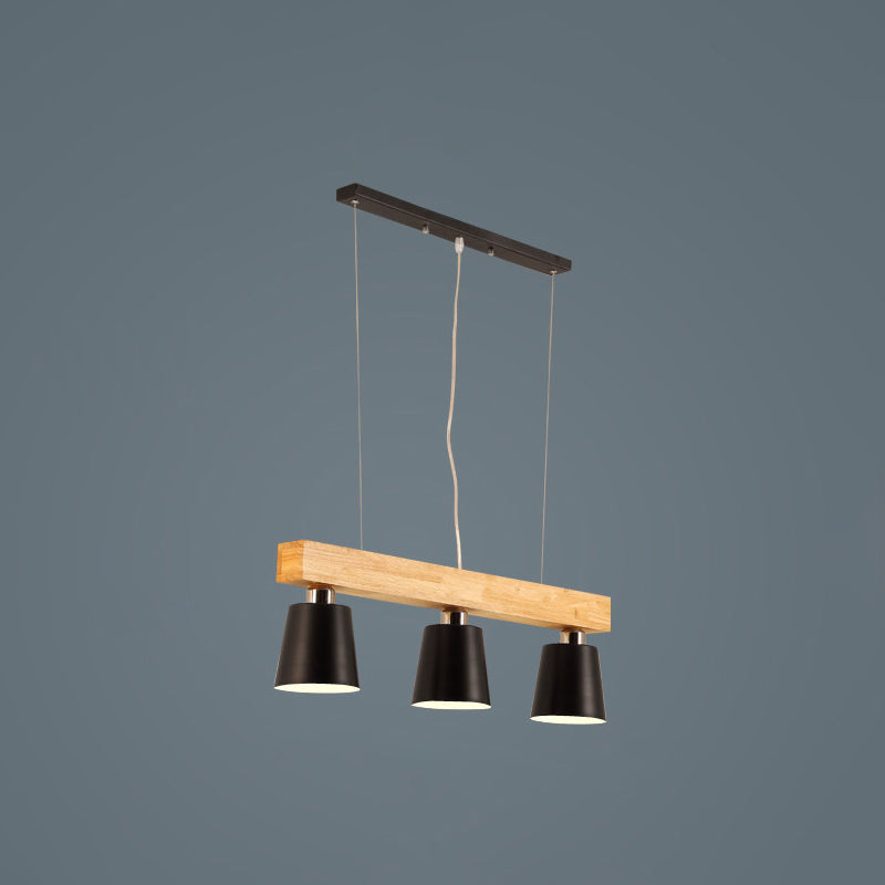 Nordic Modern Wood Island Pendant With Metal Lampshade: Stylish Hanging Lamp For Work Rooms 3 /