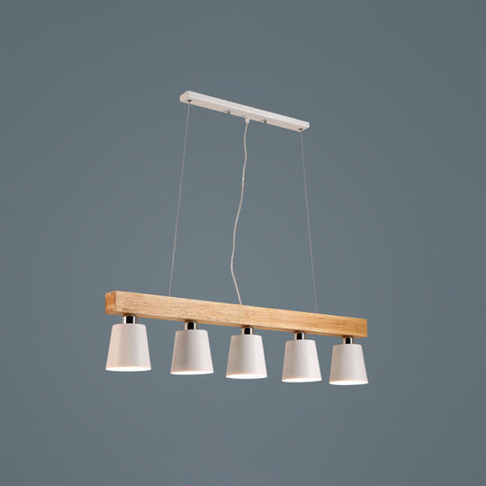 Nordic Modern Wood Island Pendant With Metal Lampshade: Stylish Hanging Lamp For Work Rooms 5 /