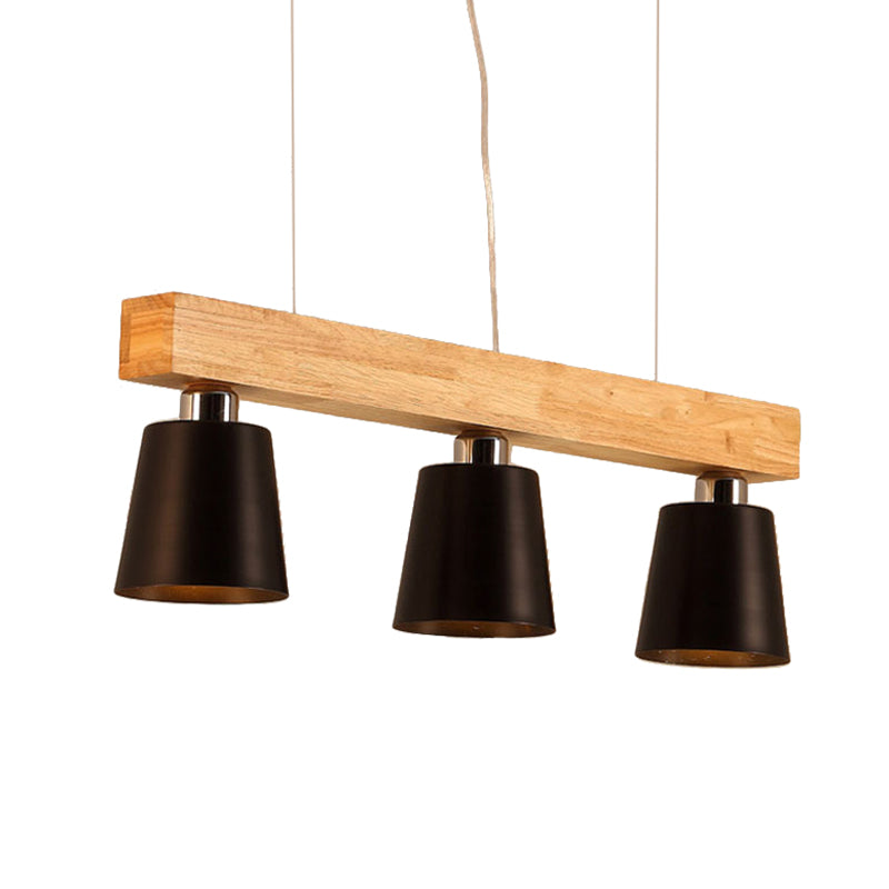 Nordic Modern Wood Island Pendant With Metal Lampshade: Stylish Hanging Lamp For Work Rooms