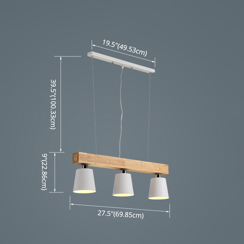 Nordic Modern Wood Island Pendant With Metal Lampshade: Stylish Hanging Lamp For Work Rooms