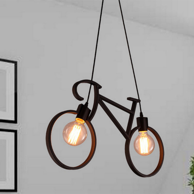 Iron Bicycle Chandelier - Vintage 2 Light Pendant For Dining Table