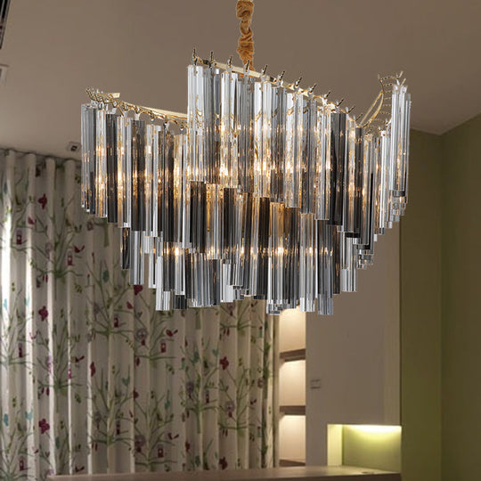 Smoke Gray Postmodern Spiral Chandelier With Crystal Rod - 5/10 Head Living Room Hanging Lamp