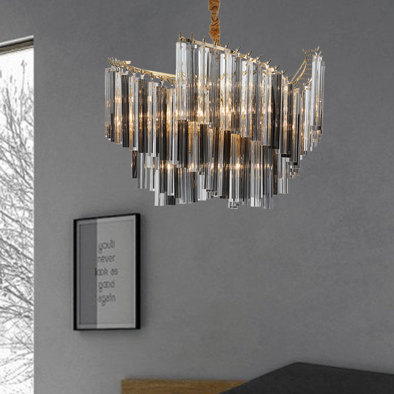 Smoke Gray Postmodern Spiral Chandelier With Crystal Rod - 5/10 Head Living Room Hanging Lamp 5 /