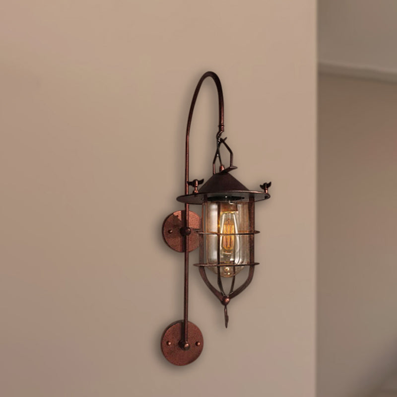 Industrial Clear Glass Wall Light With Rustic Charm - Perfect For Living Rooms Rust