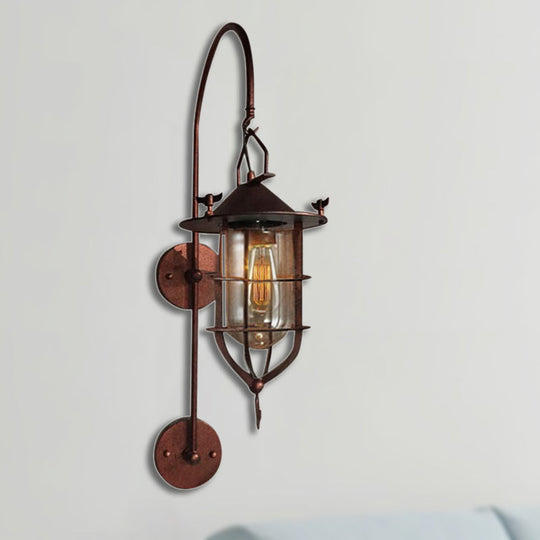 Industrial Clear Glass Wall Light With Rustic Charm - Perfect For Living Rooms