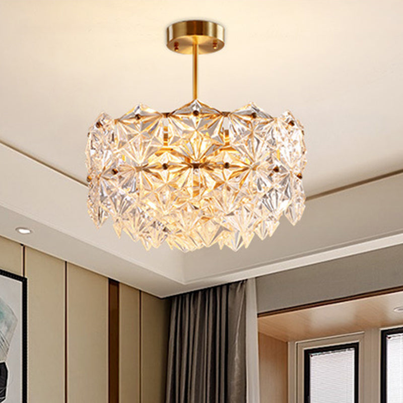 Hexagonal Gold Crystal Hanging Lamp Kit - Postmodern Ceiling Light (8/9 Heads) 8 /