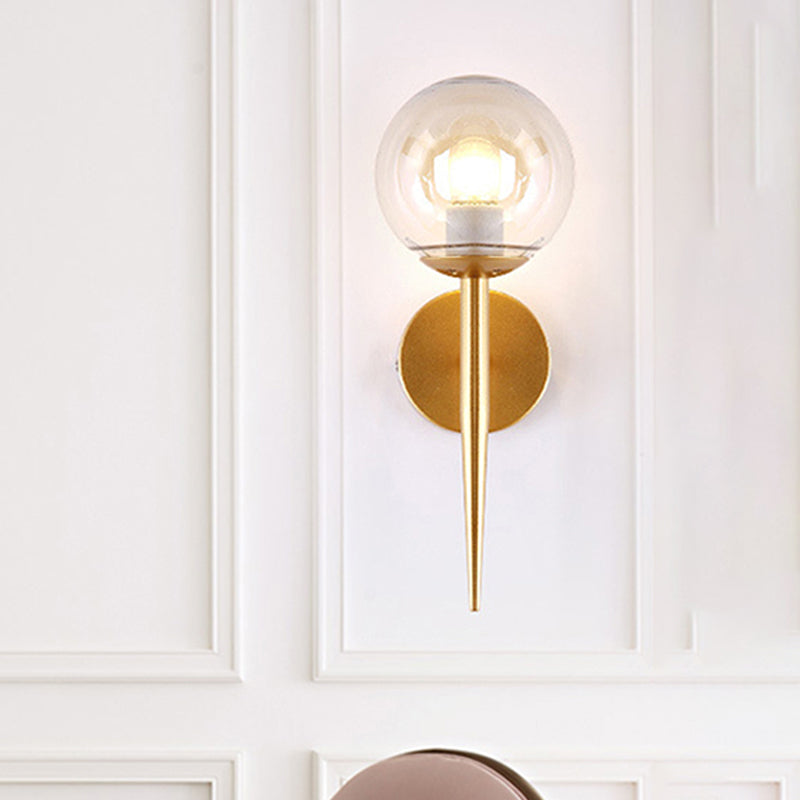 Modern Black/Gold Round Glass Wall Sconce For Bedroom Lighting