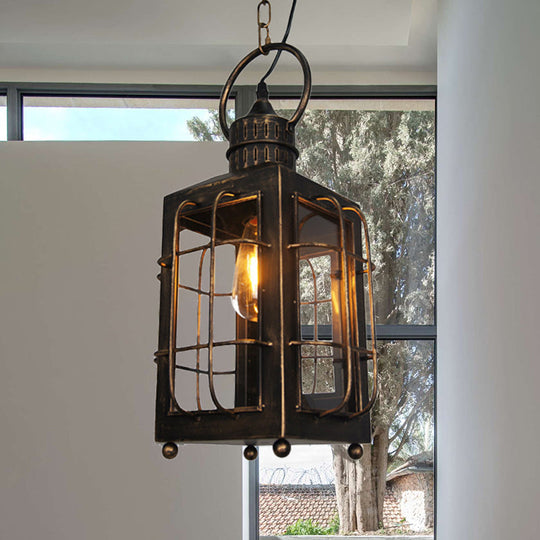 Classic Rustic Lantern Pendant Light - Indoor Hanging Ceiling Lamp With Metal Construction