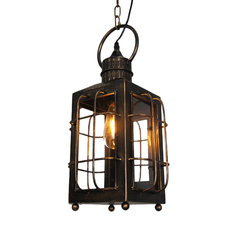 Classic Rustic Lantern Pendant Light - Indoor Hanging Ceiling Lamp With Metal Construction
