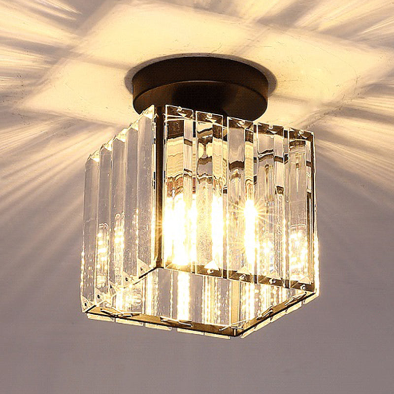 Clear Striped Glass Ceiling Light For Modern Semi-Flush Bedroom Illumination