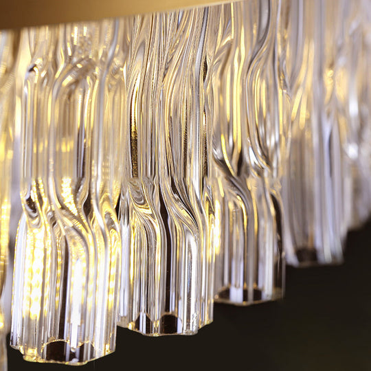 Modern Chandelier Lamp: Drum Crystal Gold Hanging Light With 8 Lights