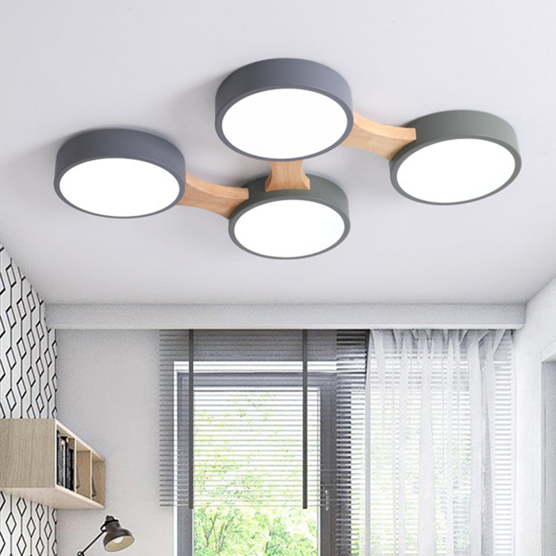 Minimalistic Led Ceiling Light Fixture - Wooden Flush Mount For Bedroom & Dining Room 4 / Wood