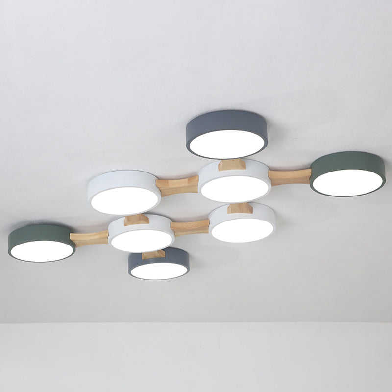 Minimalistic Led Ceiling Light Fixture - Wooden Flush Mount For Bedroom & Dining Room 8 / Wood