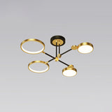 Modernist Metal Ring Chandelier Pendant Light With Hanging Cord - Perfect For Living Room 4 / Gold