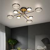 Modernist Metal Ring Chandelier Pendant Light With Hanging Cord - Perfect For Living Room