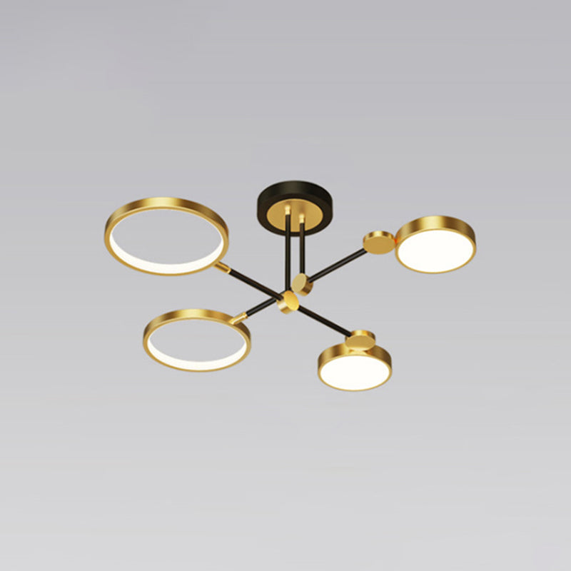 Modernist Metal Ring Chandelier Pendant Light With Hanging Cord - Perfect For Living Room 4 / Gold