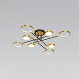 Modernist Metal Ring Chandelier Pendant Light With Hanging Cord - Perfect For Living Room 8 / Gold