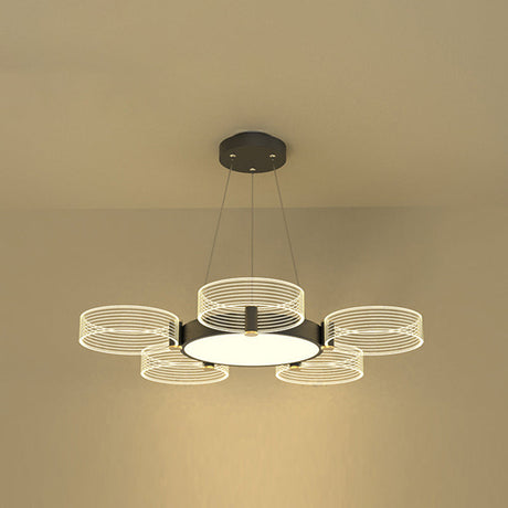 Modern Acrylic Circle Pendant Light For Living Room - Stylish Chandelier Ceiling Lighting 5 / Black