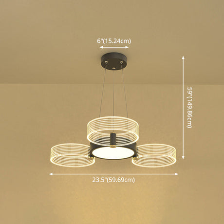 Modern Acrylic Circle Pendant Light For Living Room - Stylish Chandelier Ceiling Lighting