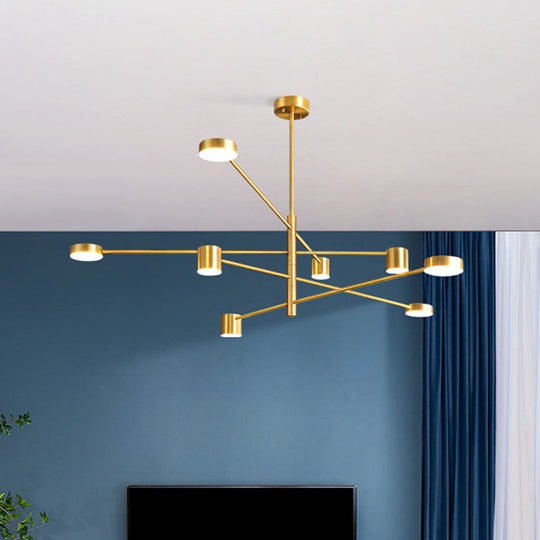 Contemporary Metal Starburst Chandelier For Living Room - Stylish Hanging Ceiling Light