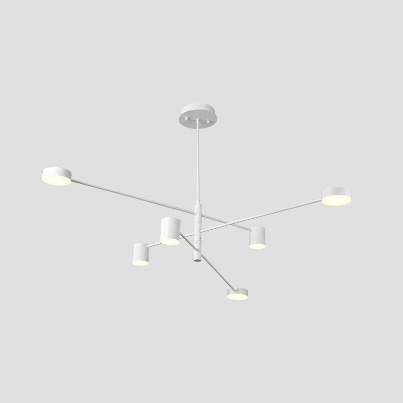 Contemporary Metal Starburst Chandelier For Living Room - Stylish Hanging Ceiling Light 6 / White