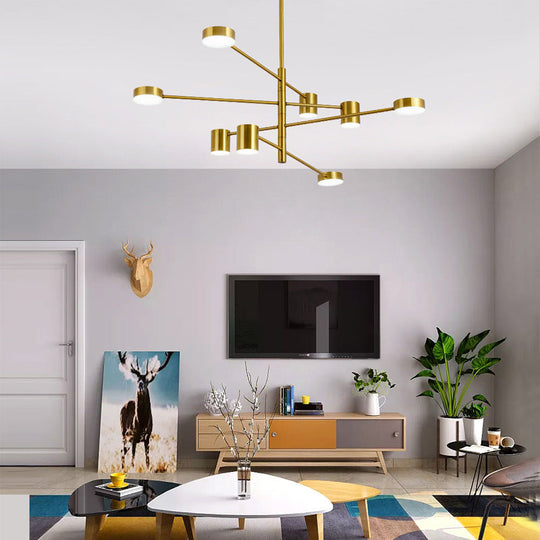 Contemporary Metal Starburst Chandelier For Living Room - Stylish Hanging Ceiling Light