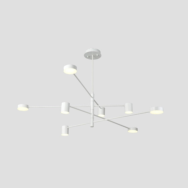 Contemporary Metal Starburst Chandelier For Living Room - Stylish Hanging Ceiling Light 8 / White