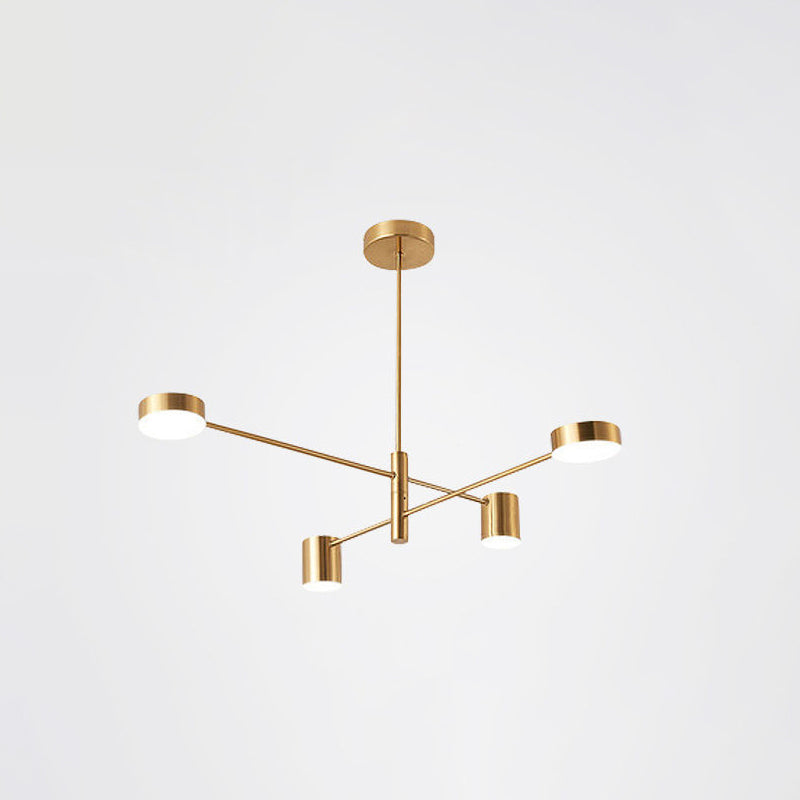 Contemporary Metal Starburst Chandelier For Living Room - Stylish Hanging Ceiling Light 4 / Gold