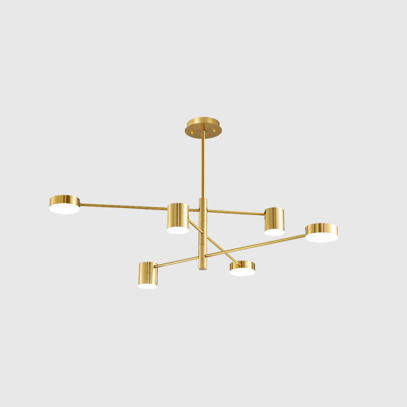 Contemporary Metal Starburst Chandelier For Living Room - Stylish Hanging Ceiling Light 6 / Gold
