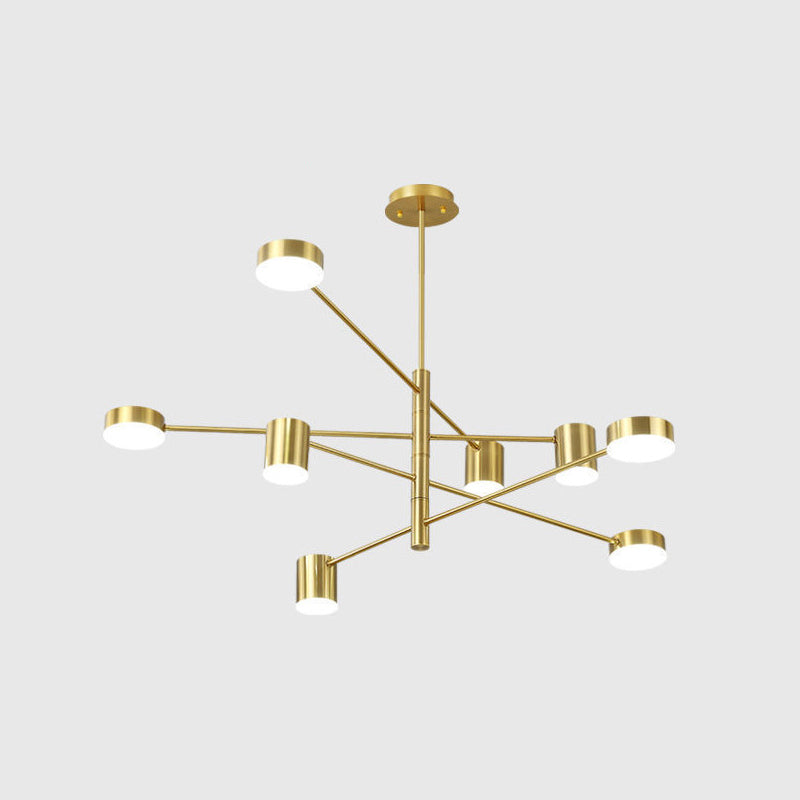 Contemporary Metal Starburst Chandelier For Living Room - Stylish Hanging Ceiling Light 8 / Gold