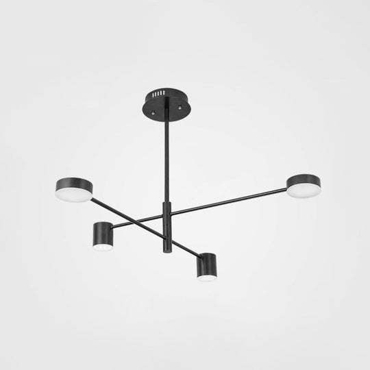 Contemporary Metal Starburst Chandelier For Living Room - Stylish Hanging Ceiling Light 4 / Black