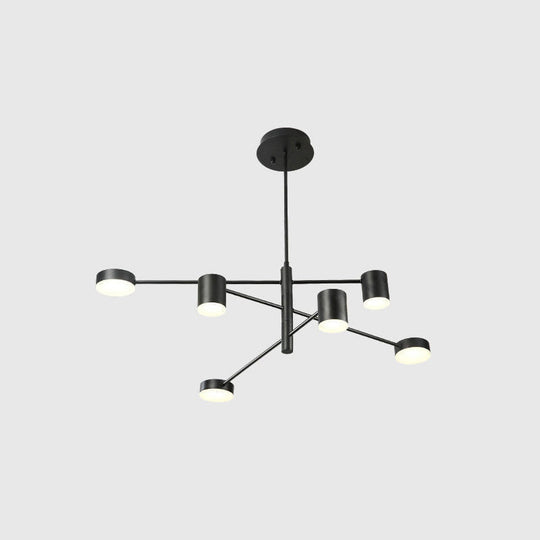 Contemporary Metal Starburst Chandelier For Living Room - Stylish Hanging Ceiling Light 6 / Black