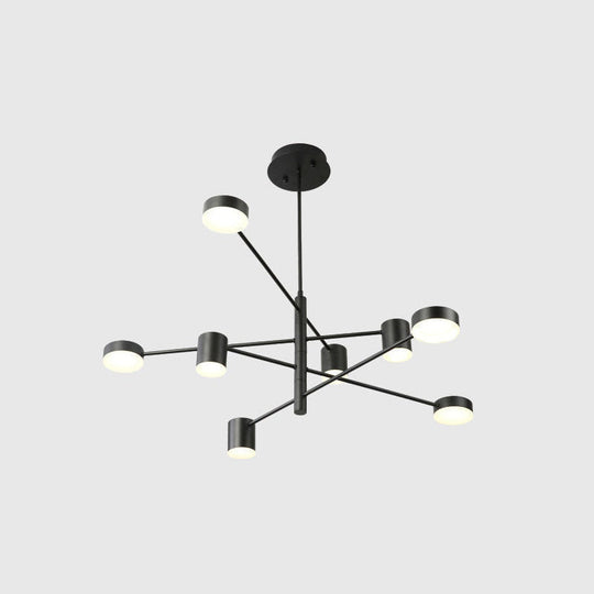 Contemporary Metal Starburst Chandelier For Living Room - Stylish Hanging Ceiling Light 8 / Black