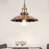 Industrial Style Barn Shade Metal Suspension Light - Adjustable Hanging Ceiling Fixture With Brass