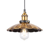 Industrial Style Barn Shade Metal Suspension Light - Adjustable Hanging Ceiling Fixture With Brass