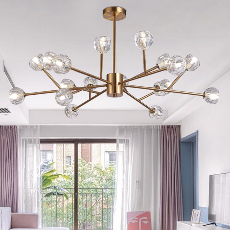 Contemporary Crystal Glass Chandelier - Stylish Spherical Ceiling Lighting For Living Room