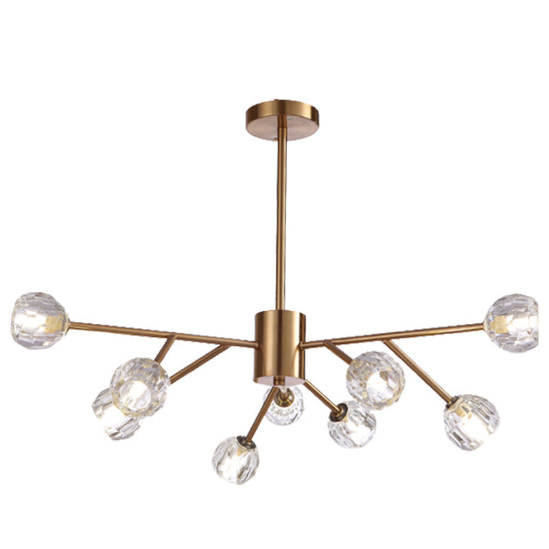 Contemporary Crystal Glass Chandelier - Stylish Spherical Ceiling Lighting For Living Room 9 / Gold