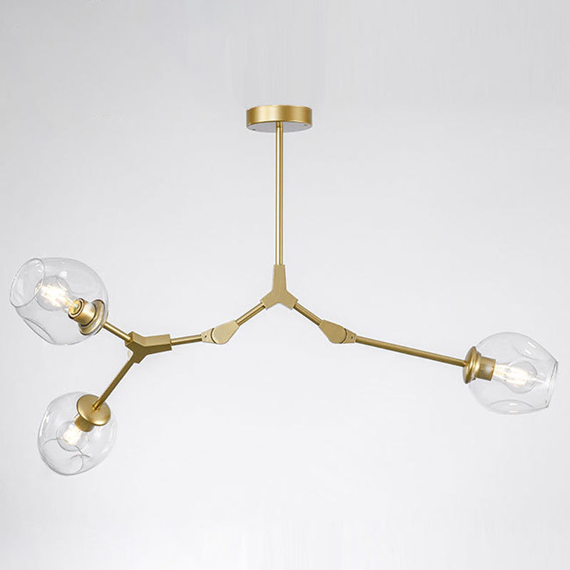 Modern Glass Chandelier For Living Room- Branching Suspension Light 3 / Gold